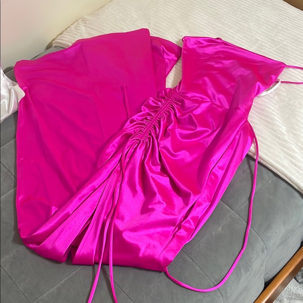Neon pink prom dress